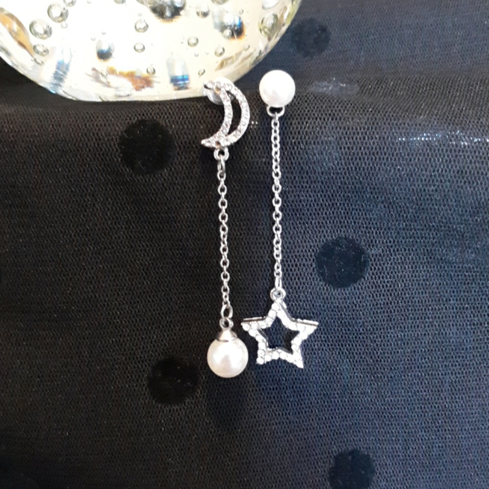 Moon Star & Pearl Earrings